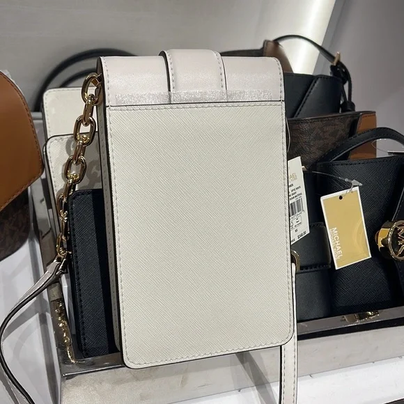 MICHAEL KORS CARMEN SMALL FAUX LEATHER PHONE CROSSBODY BAG - Picture 9 of 16